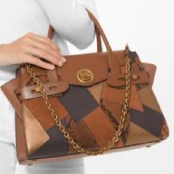 Michael Kors Brown and Black Satchel with Gold Chain - Picture 2 of 5